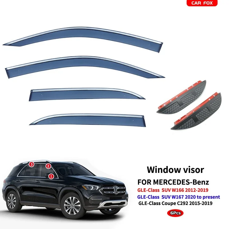 For Benz GLE-Class W166 W167 C292 2012-2022 Window Visors Weathershields Wind Rain Guard Accessories Wind Deflectors Strip