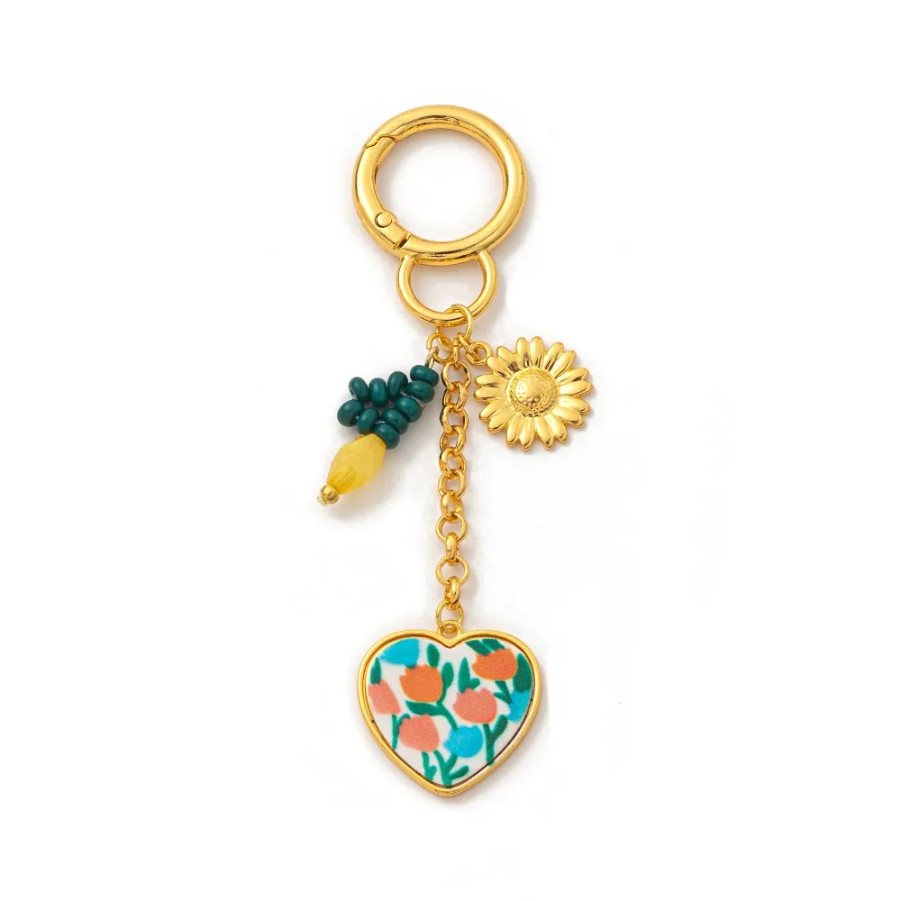 

Cute Elegant Cherry Keychain Fruit Bow Bag Charm Heart DIY Metal Beads Pendant Girls