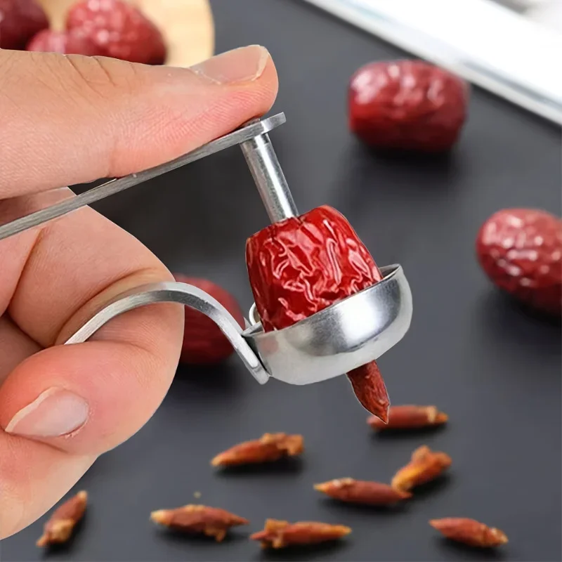 

Stainless Steel Cherry Pitter & Red Date Seed Remover - One-Handed Easy Press Kitchen Tool for Quick Core Removal,Durable & Easy