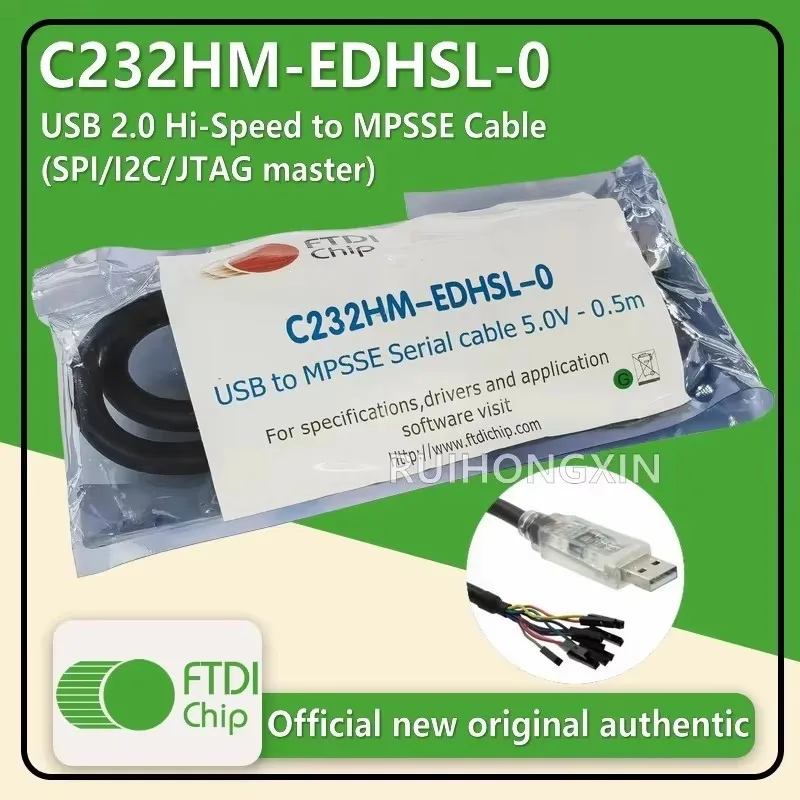 

C232HM-EDHSL-0 USB 2.0 Hi-Speed to MPSSE Cable (SPI/I2C/JTAG master) with 3.3V digital level signals and 5V/450mA Maximum Power