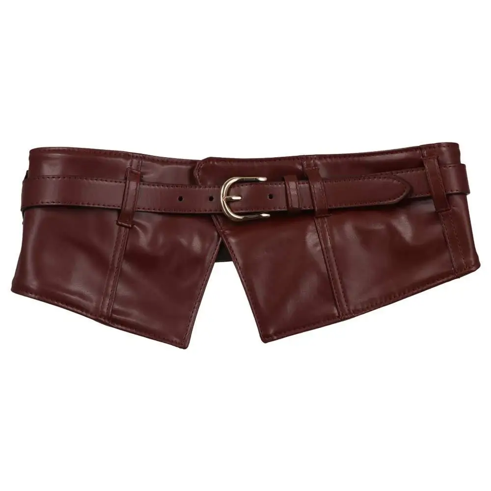 Fascia elastica regolabile alla moda Cintura larga in pelle PU tinta unita Cintura elastica in vita dimagrante Abiti con corsetto