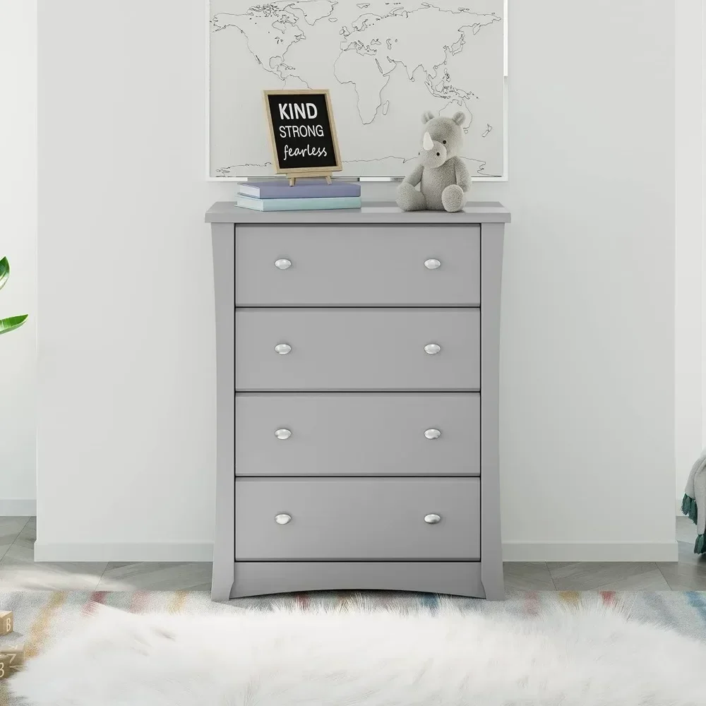 

4 Drawer Chest (Pebble Gray) Easy-to-Match Chest of Drawers for Nursery and Kids Bedroom Toiletries Vanity Table for Makeup Desk