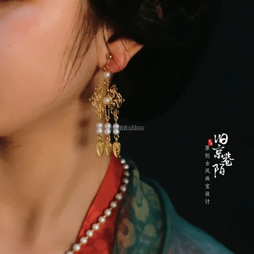 2024 classical chinese traditional ming tang dynasty style hanfu accessory earrings silver ring women elegant daily earrings b24