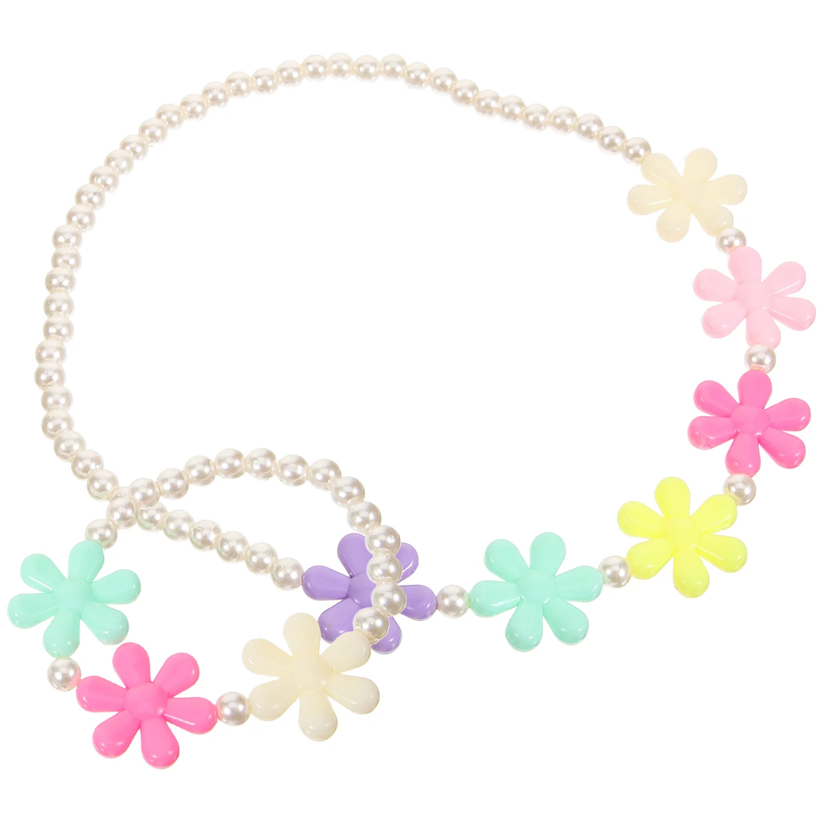 

Pearl Necklace Bracelet Princess Jewelry Set Girls Beads Children's and for Lovely Kids