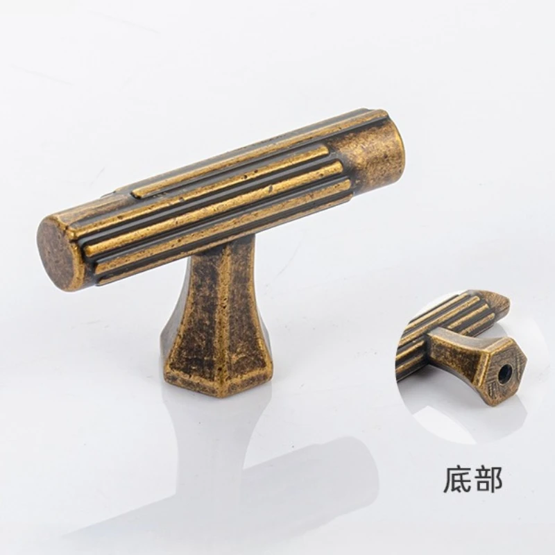Antique Yellow Bronze Wardrobe Handle – American-Style Cabinet Drawer Pull 96mm Single-Hole Door Knob Cabinet Furniture Hardware
