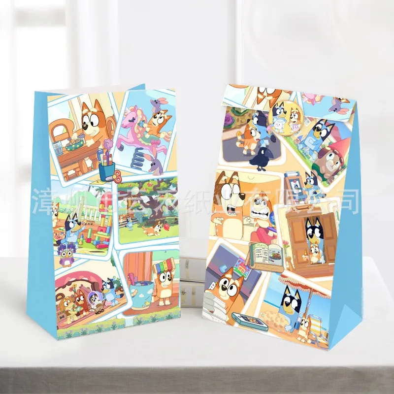 

New Popular Cute Cartoon Bluey Candy Paper Bag Birthday Party Gift Bag Packaging Paper Bag Popcorn