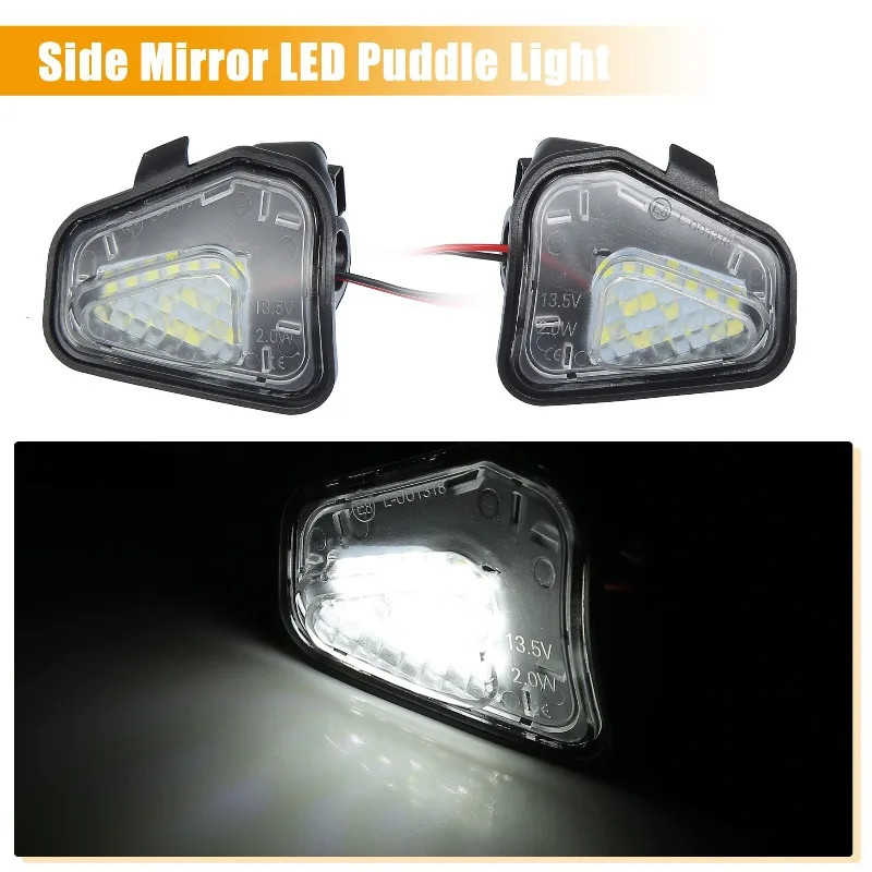 2Pcs 6000K White LED Under Side Mirror Light Puddle Lamps For VW Jetta A6 Beetle Passat B7 CC Scirocco EOS No Error Super Bright