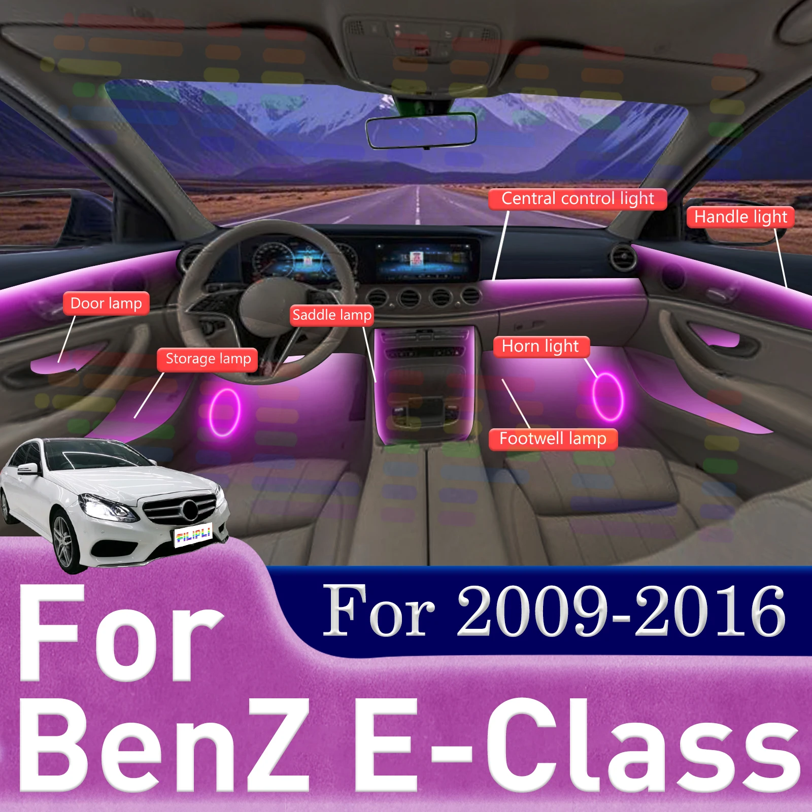 

For Benz E-Class E 200 CGI E 260 CGI E 350 E 400 High-Quality Invisible Acrylic LED Car Interior Ambient Lighting Strips