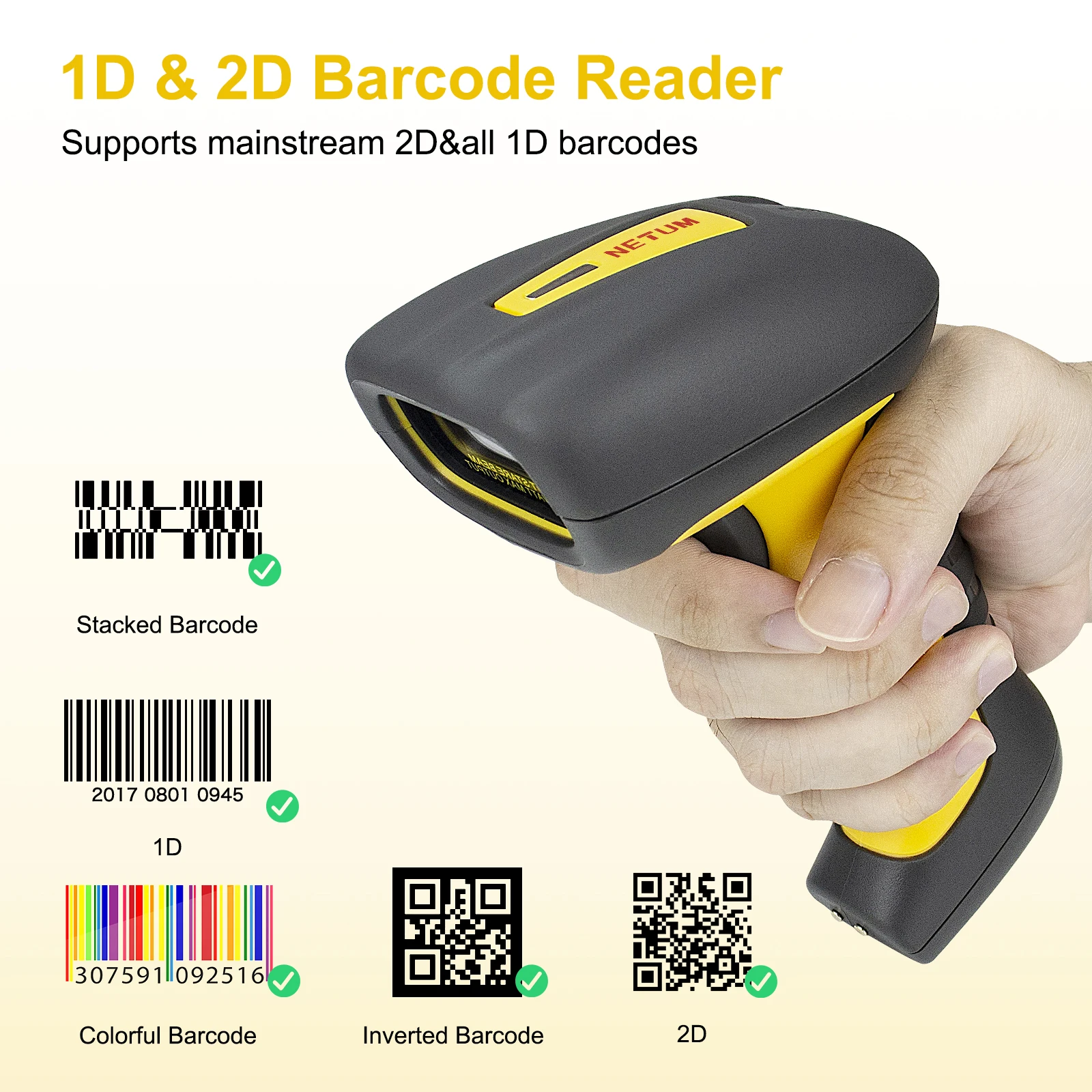 NETUM NT-1200 NT-1288 Wireless 1D Bar Code Reader 2D QR Blue Tooth Industrial Barcode Scanner