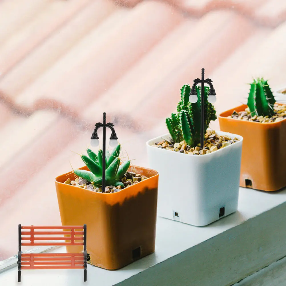 

Набор из 6 миниатюрных декоративных пластиковых стульев-скамеек для сада, дома и комнаты