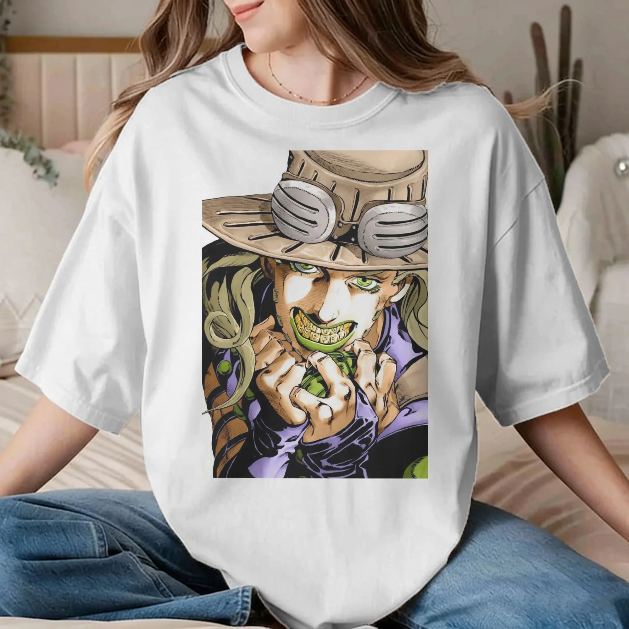 Gyro Zeppeli T Shirts Men Women 100% Cotton Humor T-Shirt Round Collar JoJos Anime  Tee Shirt Short Sleeve Clothes Unique