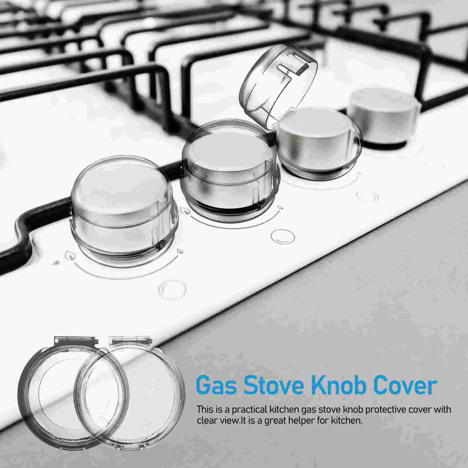 8 Pcs Large Hole Gas Switch Protective Cover Childproof Stove Button Covers Door Handle Clear Pvc Knob Guards Protectors Oven