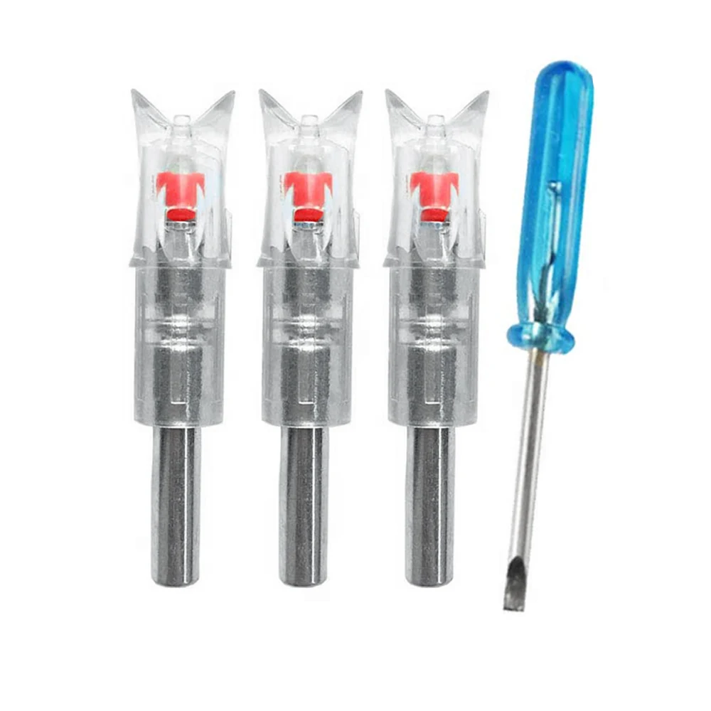 نوك مضيء LED أحمر مع مفتاح 7.62 مم سلسلة بطاقة القطر الداخلي تلقائيًا تضيء القوس والنشاب Nock XQ