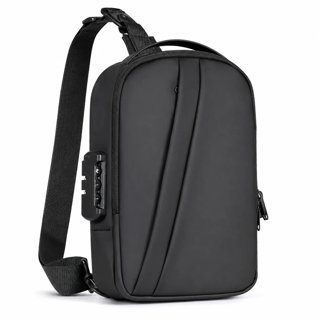 Men Anti Theft Sling Bag Waterproof Crossbody Chest Bag with Combination Lock Multi Pocket Travel Shoulder Backpack for Daily Co