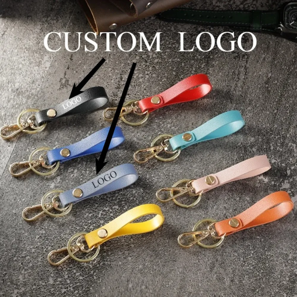 

Custom PU Leather Keychain Pendant Bag Car Card Key Chain Holder Laser Engrave Personalize Logo Keyring Gift for Men and Women