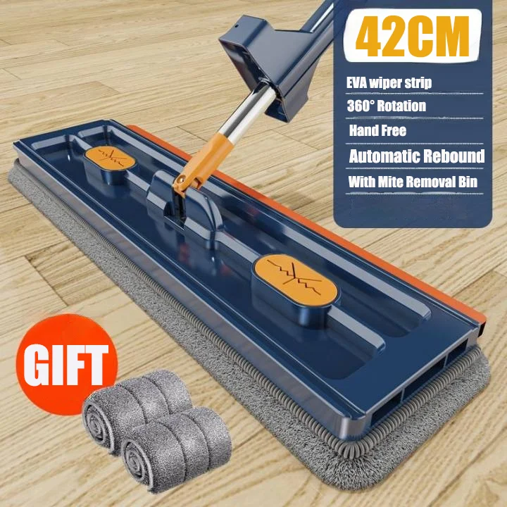 360 ° Fregona plana giratoria, fregona deslizante autónoma para suelo, microfibra, sin lavarse las manos, fregona flotante, herramientas de limpieza del hogar