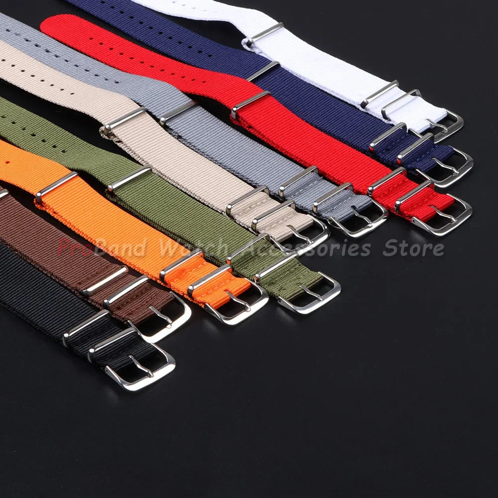 One Piece Loop Bracelets 14mm 16mm 18mm 20mm 22mm 24mm Sports Watch Strap Universal Canvas Nylon Watch Band Women Men Wristband