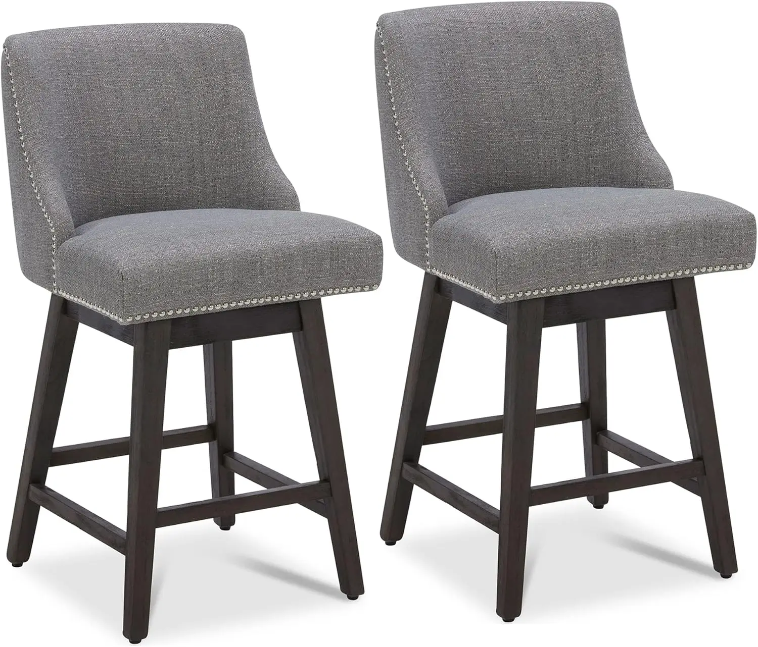 

Counter Height Swivel Barstools, 26" H Seat Height Upholstered Bar Stools Set of 2