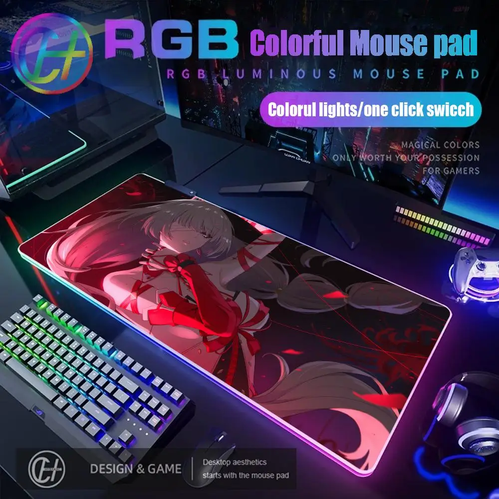 

Wuthering Waves Phrolova RGB Mouse Pad Gaming Accessories Desk Protector Luminous Desk Mat Backlit LED Large Student Writing Pad