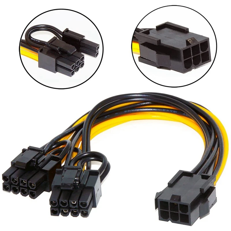 5 Pcs PCI-E 6-Pin To Dual 6+2-Pin (6-Pin/8-Pin) Power Splitter Cable Graphics Card PCIE PCI Express 6Pin To Dual 8Pin