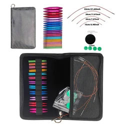 A Set of 37 Pieces of Knitting Tools Mini Short 5.5cm Removable Interchangeable Head Circular Needle Set 12 Pairs 3.0-8.0mm