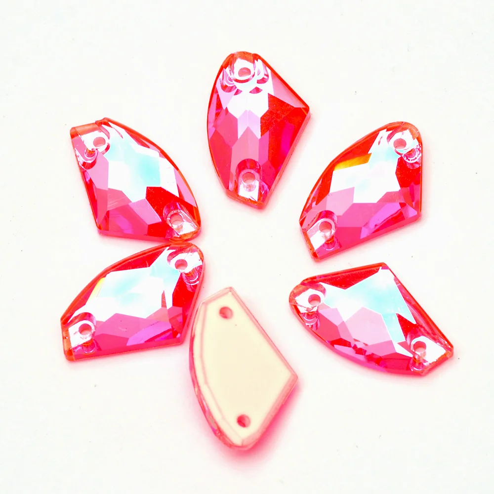 Neonfarbene K9-Glassteine mit galaktischen Kanten und Facettenschliff, flache Rückseite, Strasssteine zur Dekoration von Hochzeitskleidern, aufnähbare Kristalle – Detail 11