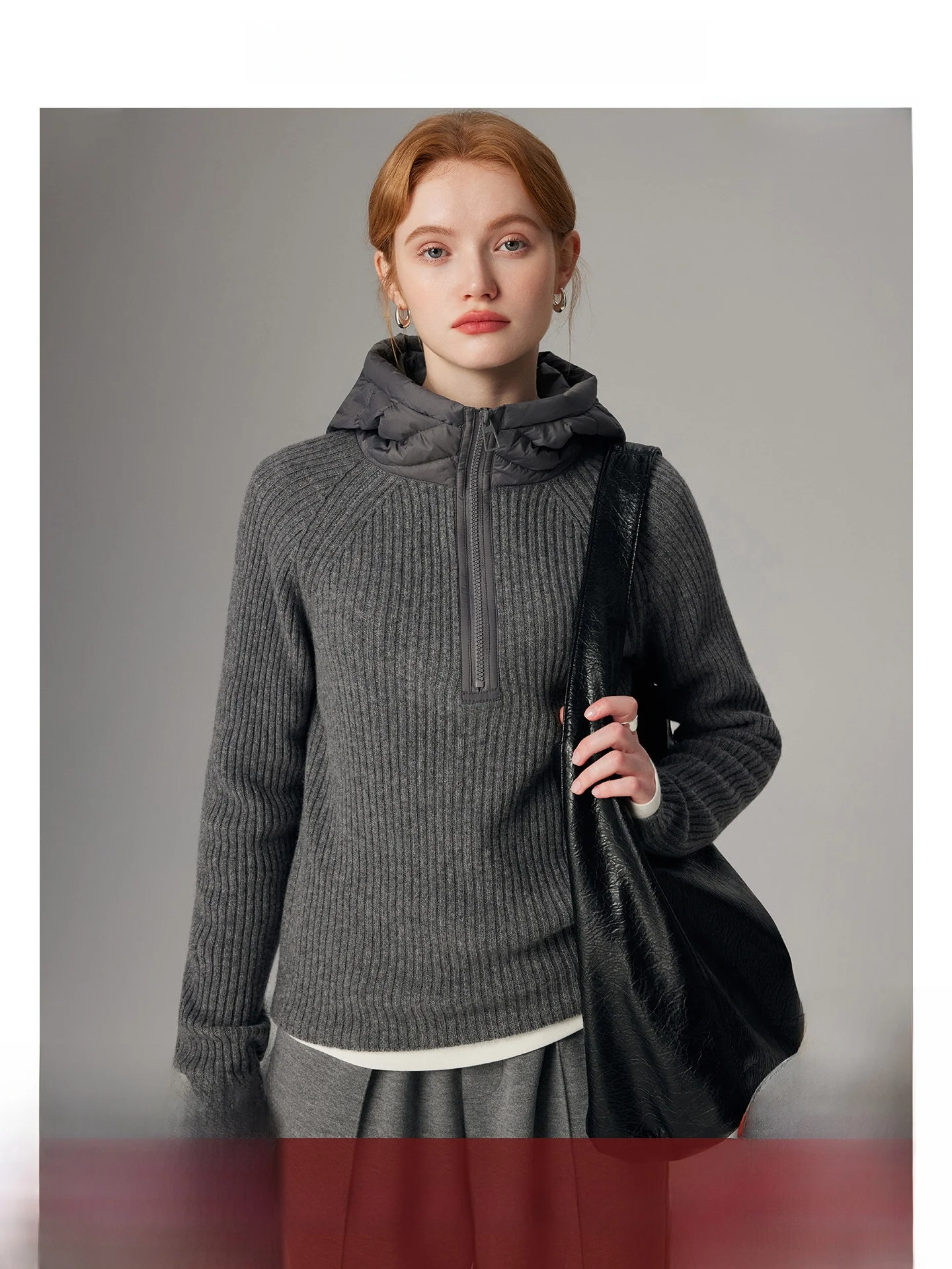 

00 шерстяной повседневный универсальный женский свитер с открытой молнией и мягким капюшоном, ленивый спортивный топ высокого класса