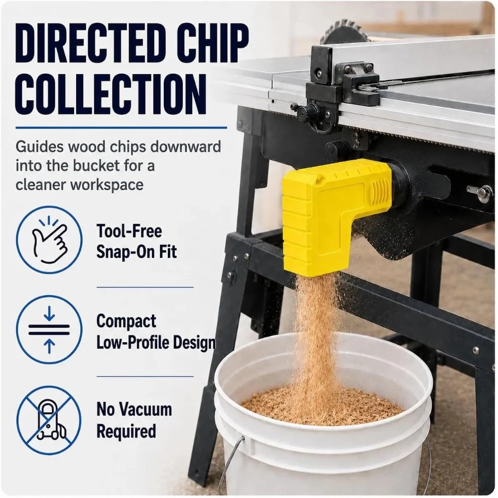 Desktop Sawdust Collection Adapter Snap On Sawdust Collector Port Connector Built-in Bucket Support Area Gravity Sawdust Outlet