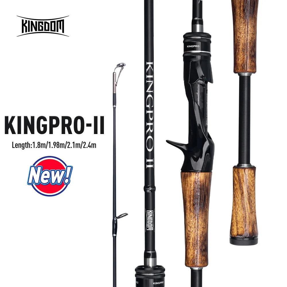 Kingdom New Kingpro2 시리즈 탄소 낚싯대, M ML L 파워 MF 액션 스피닝 캐스팅 루어 로드, 2 섹션, 1.8 m, 1.98 m, 2.1 m, 2.4m 