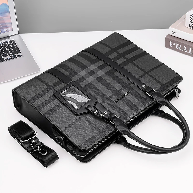 Valigette da uomo in PVC di grande capacità, design esecutivo, business, portfolio per laptop da 14 pollici, borsa a tracolla per ufficio, borsa A4