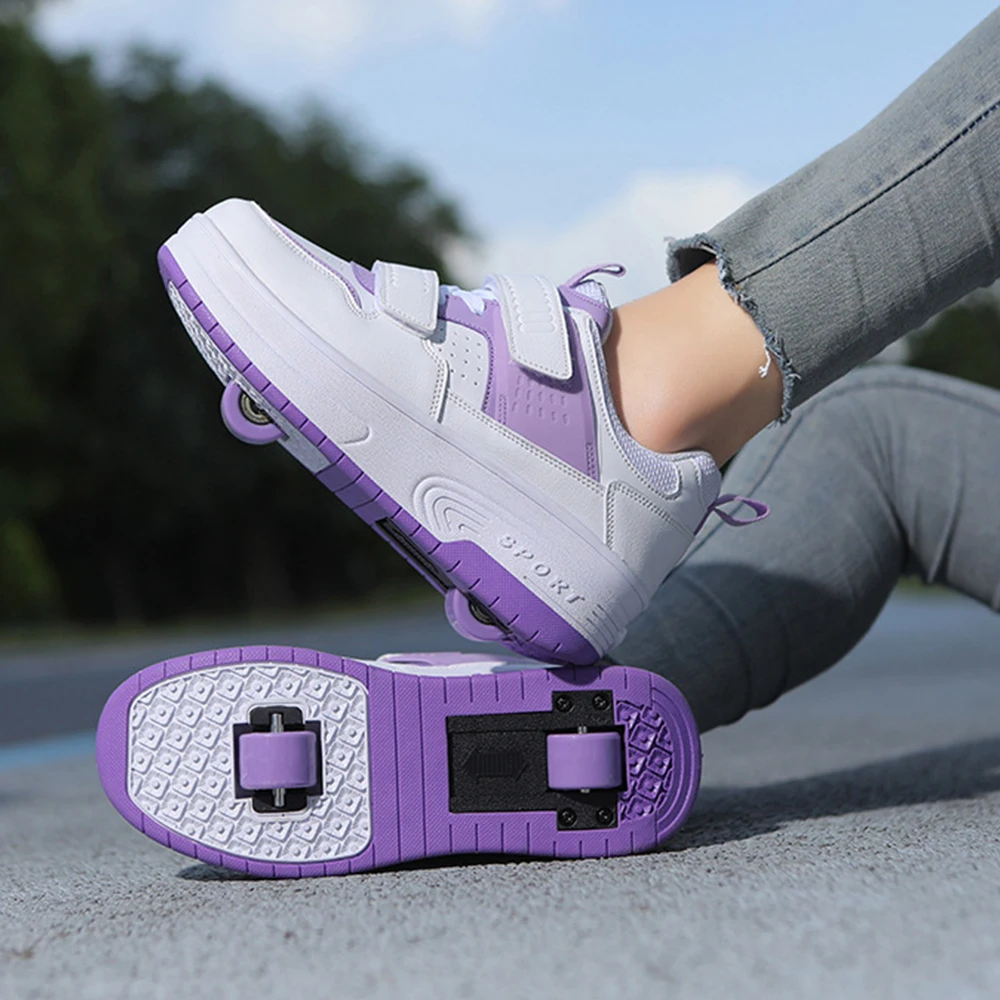 Chaussures de patin à roulettes pour enfants, patins de course, baskets de déformation, poignées amovibles, parkour pour garçons et filles, enfants