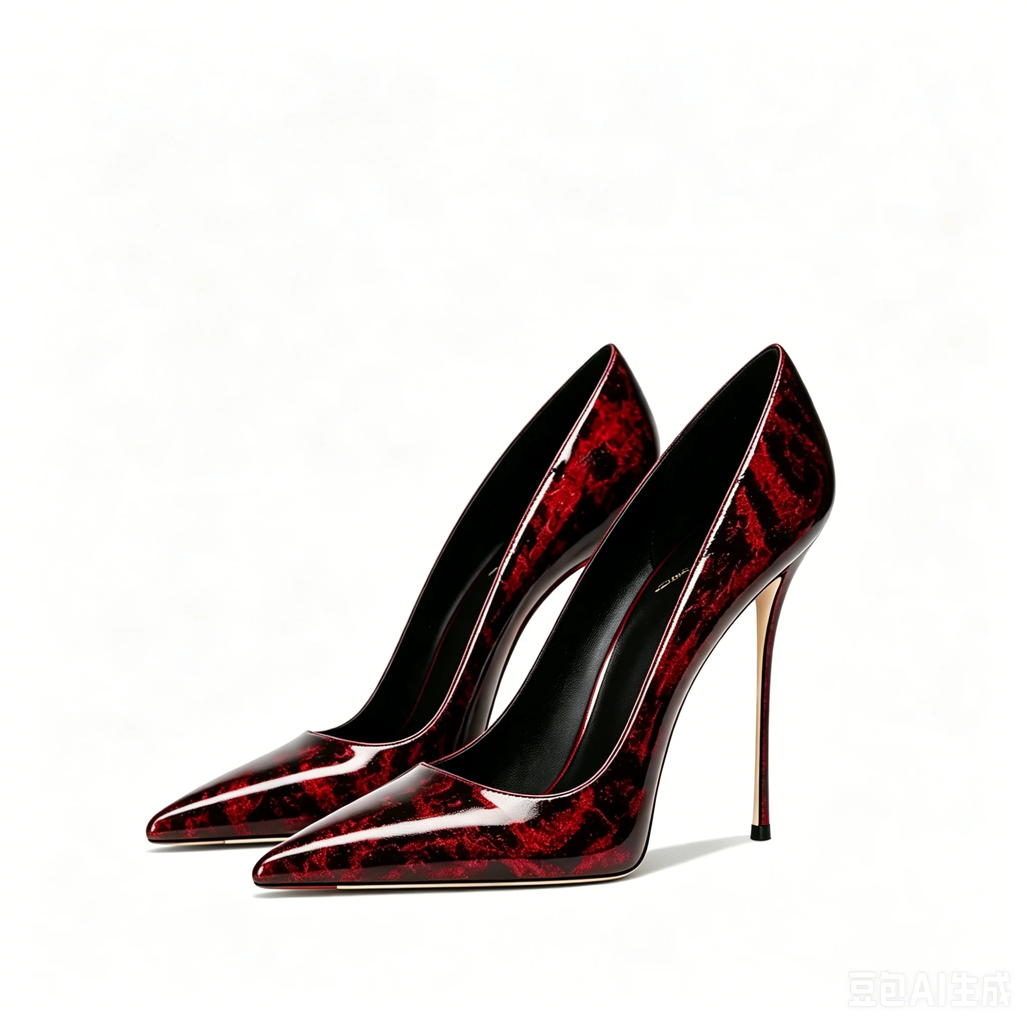 Red leopard print patent leather high-end versatile women's shoes for spring, new pointed and slim heeled high heels