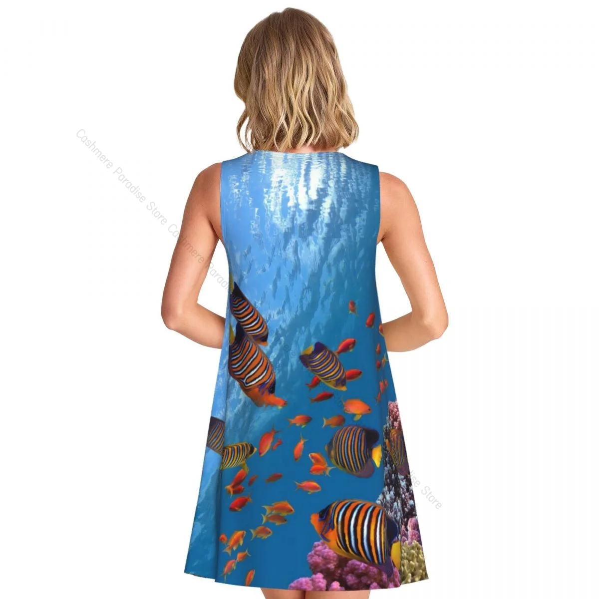 Robes d'été pour femmes, t-shirt de plage, sans manches, poisson sous-marin dans le fond de mer, robe débardeur ample décontractée, 2025