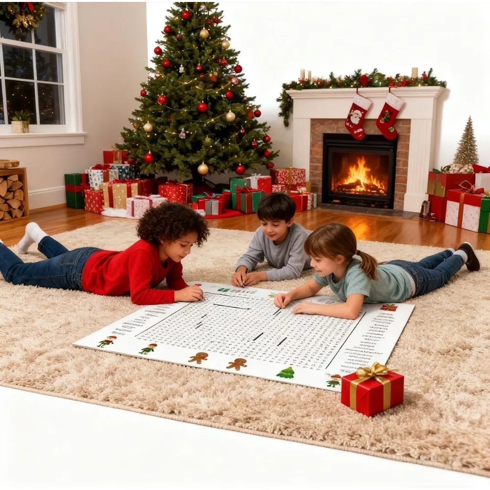 Affiche Jumbo de recherche de mots de Thanksgiving et de Noël, jeu mural Giant60x90cm pour les familles