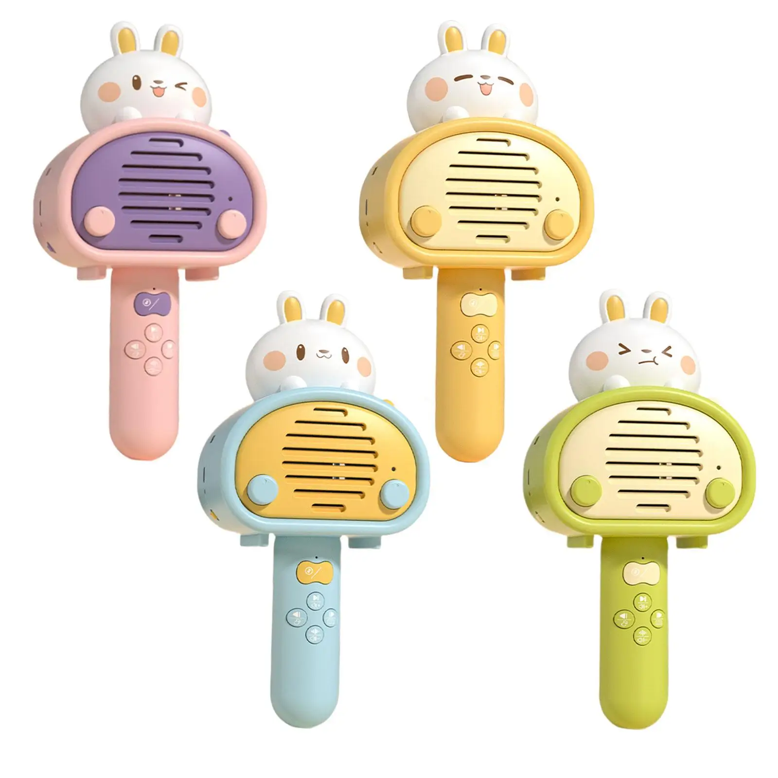 Kids Microphone Adjustable Volume Cute Rabbit Speaker Mic for Kids