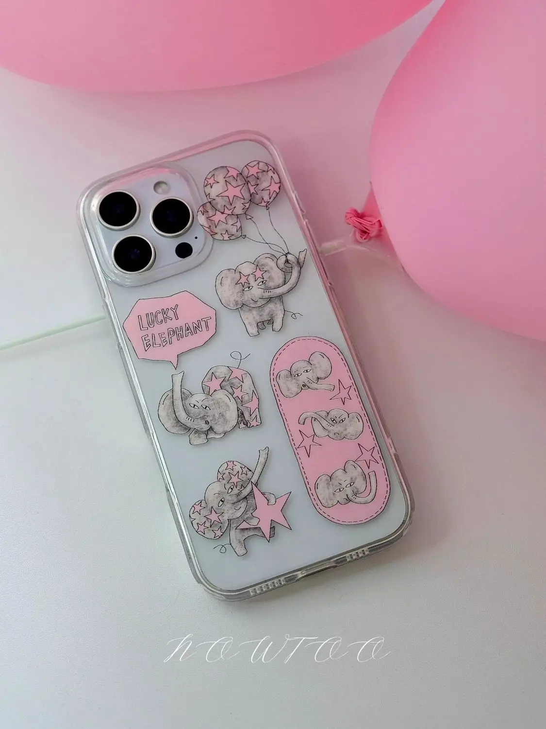 Coque de téléphone rétro Lucky Elephant, étui arrière rose Transparent pour iPhone 17 Pro Max Air X XR XSMax 7 8 Plus 16 15 14 13 12 11 Y2K