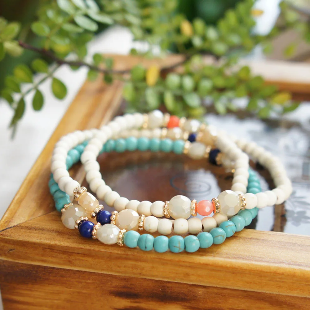 Jewelry Making Accessories For DIY Bracelet Round Pendants Necklace Loose Beads White Turquoises Handmade Beading Material