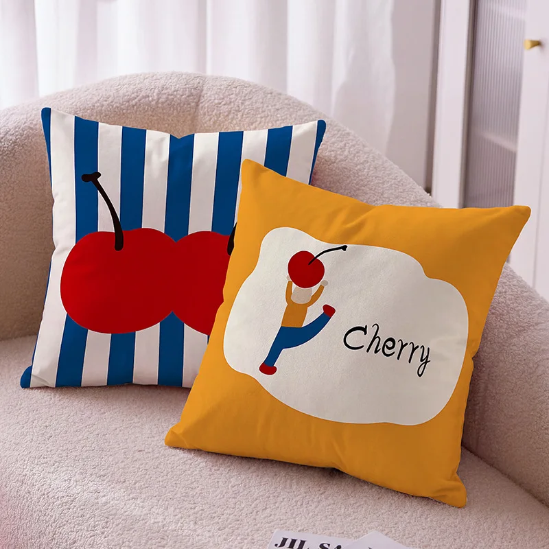 40x40/45x45/50x50cm Cartoon Fruit Cute Student Children Pillow Cover Sofa Living Room Cushion Cover Bedside Square Pillowcase