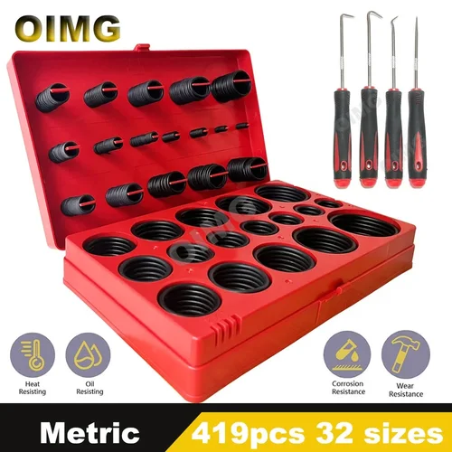 Kit de juntas tóricas métricas de 32 tamaños, 419 Uds., sellos de goma de nitrilo, arandelas de juntas tóricas para grifo, juntas automotrices de plomería profesional