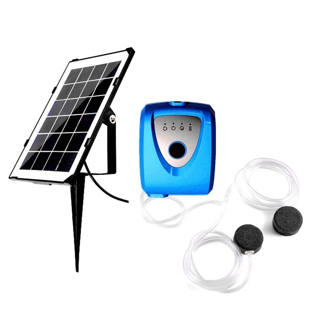 Solar Pond Aerator 2 Modes Aquarium Oxygen Aerator with Pipe Air Bubble Stones Solar Powered Pond Bubbler for Fish Tank Aquarium