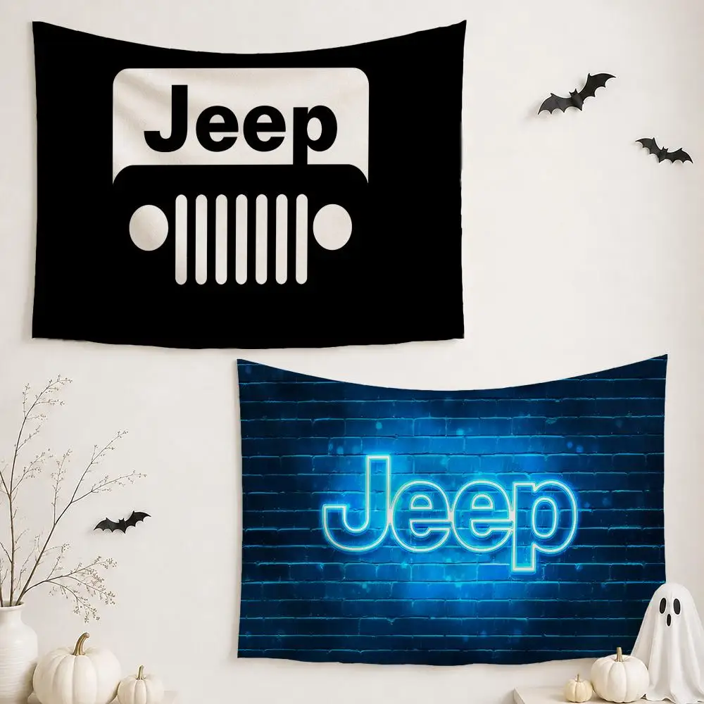 Racing-J-Jeeps Car Tapestry Custom Living Bedroom Party Dormitory Interior Wall Bohemian Decoration Attached Clip