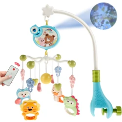 Baby Crib Mobile with Music and Light Cute Crib Mobile Toys with Remote Control 360° Rotation Baby Musical Crib Mobile