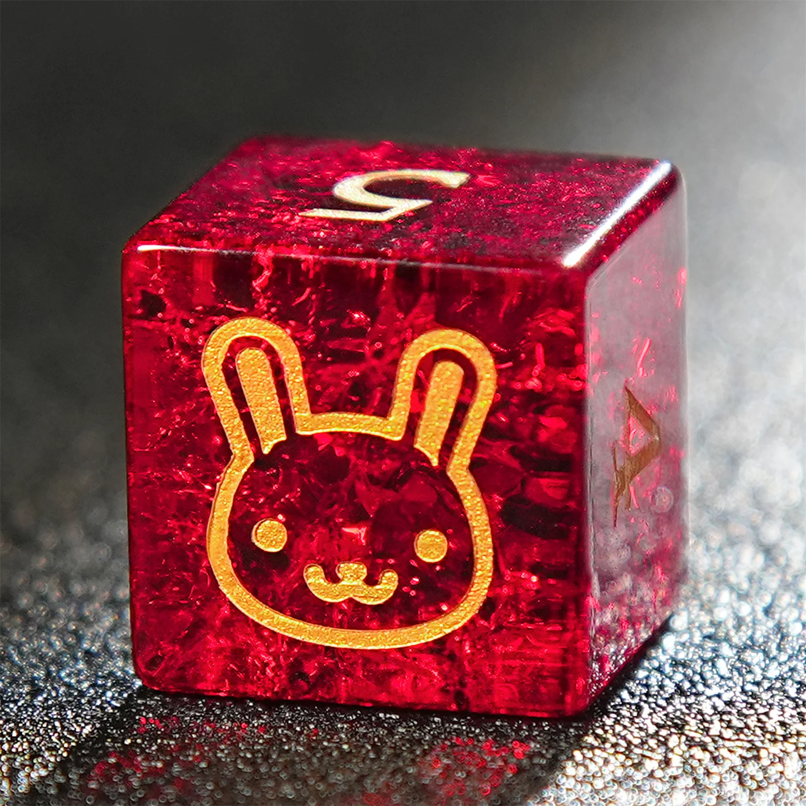 7 Uds. DND Rabbit Logo Burst dados de piedras preciosas de cristal rojo dados poliédricos de múltiples caras para juego D & D COC juego de rol mesa RPG