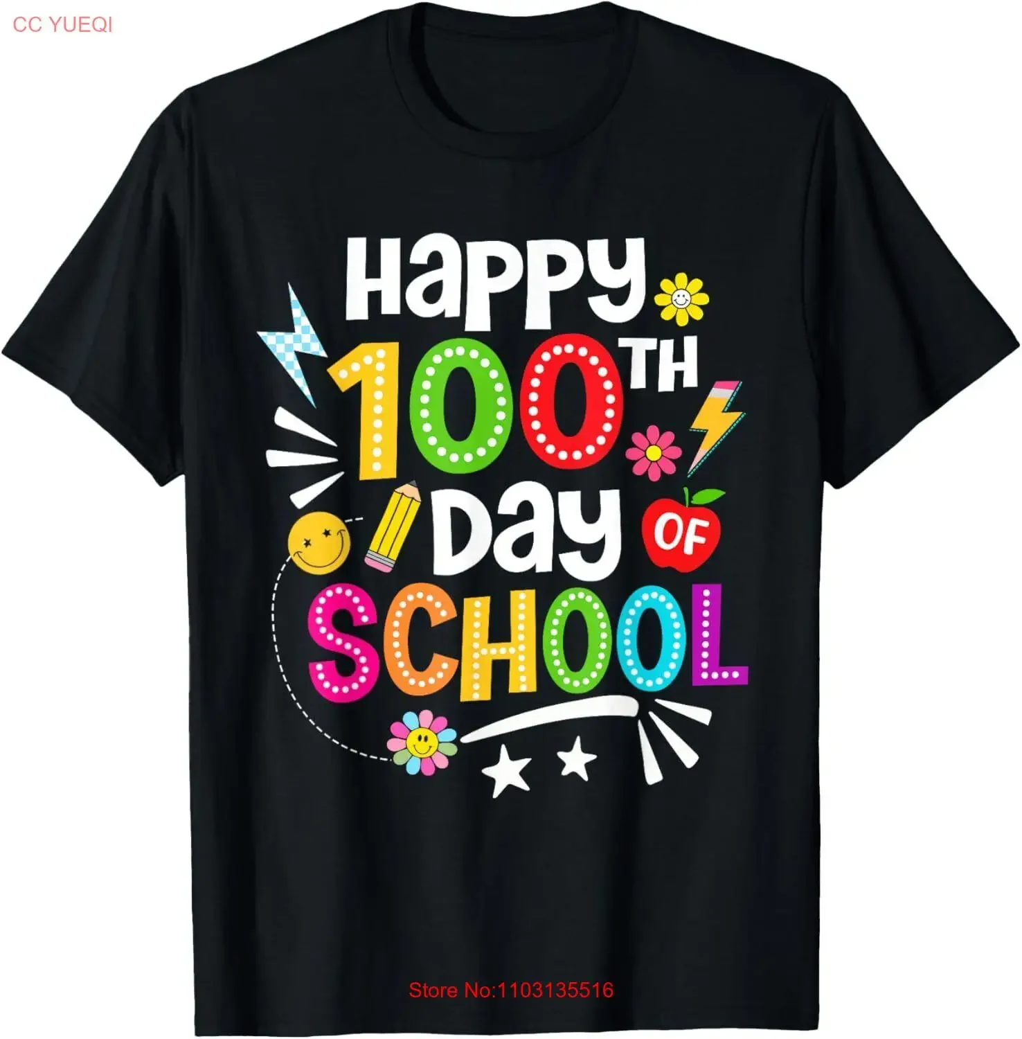 Детская футболка Happy100 Days Of School Teacher Student, винтажная стильная, слегка мягкая, повседневная, дышащая, удобная Детская футболка Happy100 Days Of School Teacher Student, винтажная стильная, слегка мягкая, повседневная, дышащая, удобная