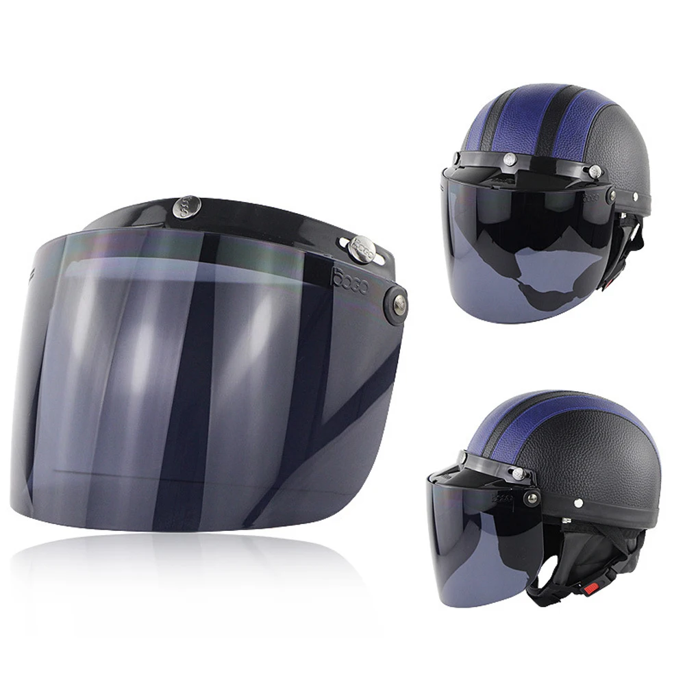 Motorcycle Helmet 3-Button Lens Flip-Up Anti-Glare Helmet Accessories Open-Face Helmet Pc Visor for Motorcycle Helmets