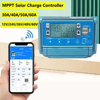 30A/40A/50/A/60A Bluetooth Solar Controller Dual USB LCD Display 12V/24V/36V/48V/60V MPPT Solar Panel Battery Charge Controller