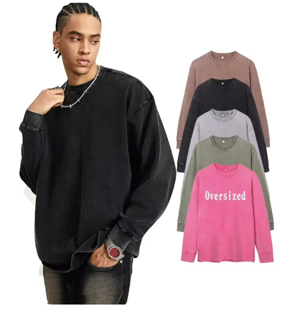 350 Grams Retro Acid-Washed 100% Cotton All-In-One Cap Hoodie, High-Quality Loose-Fitting Sports Shirt, Custom Logo