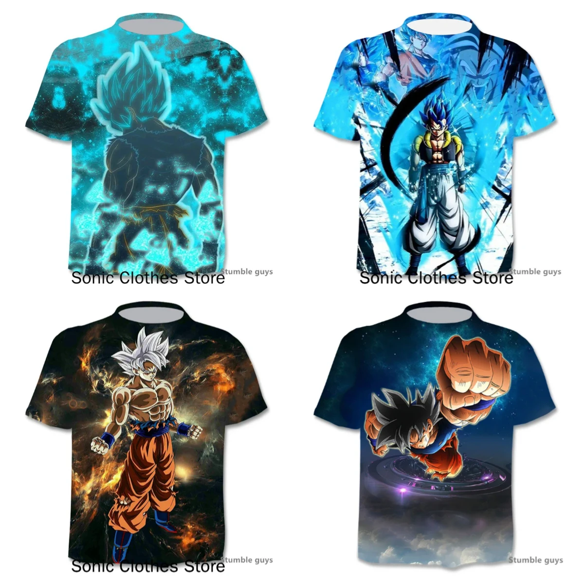 2025 الصيف الساخن بيع جديد أنيمي لعبة دراغون بول سلسلة تي شيرت ثلاثية الأبعاد موضة قصيرة الأكمام طاقم الرقبة عادية الشارع تنفس