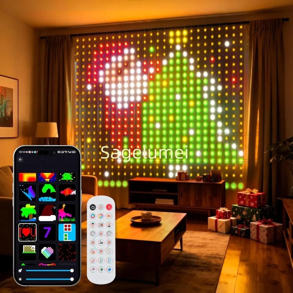 1pcs 256/400LED Smart Curtain Lights RGB String Lights with App Remote Music Sync Dynamic DIY for Indoor Outdoor Xmas Wall Decor