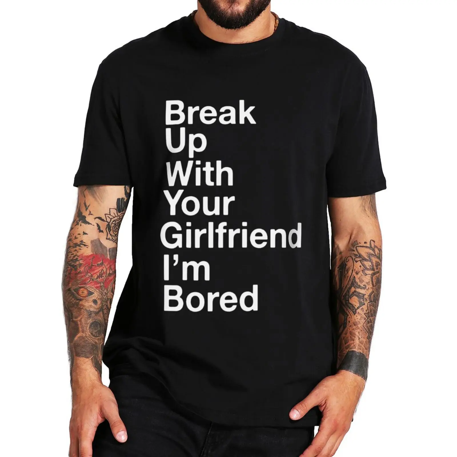 Футболка с надписью «Break With Your Girl», смешные футболки с смешным юмором для взрослых, хлопковые повседневные футболки унисекс с круглым вырезом